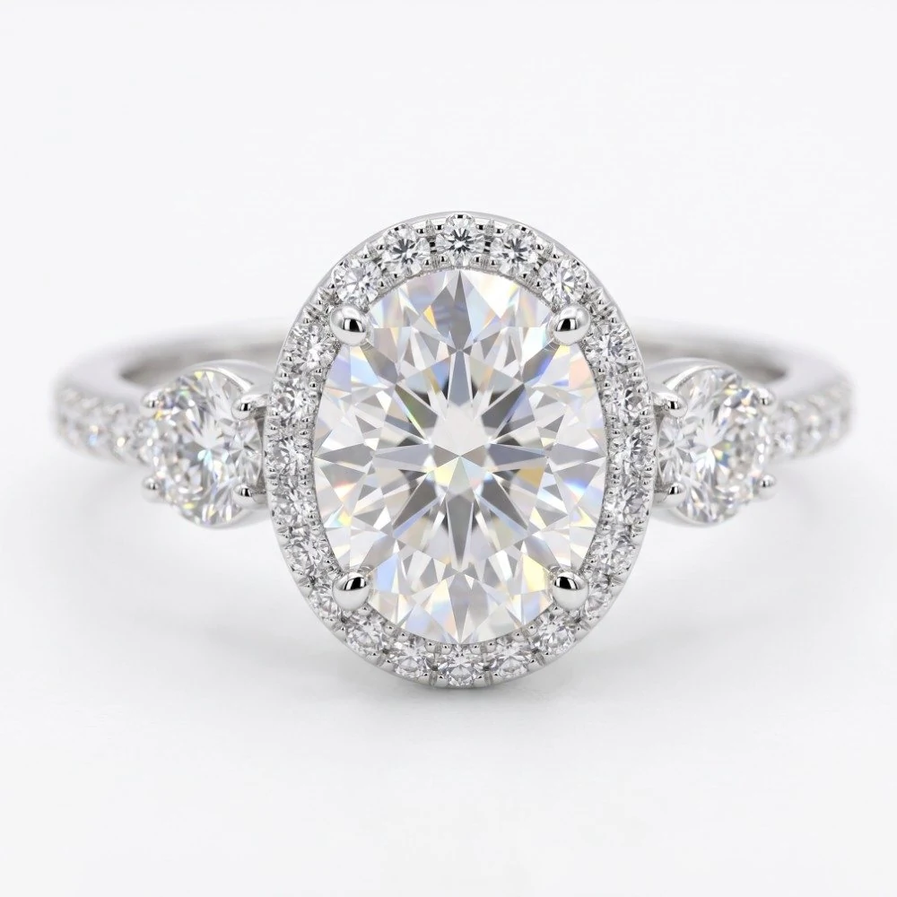 Anel solitário oval Moissanite brilhante 6x8mm 1.5ct, foto 1