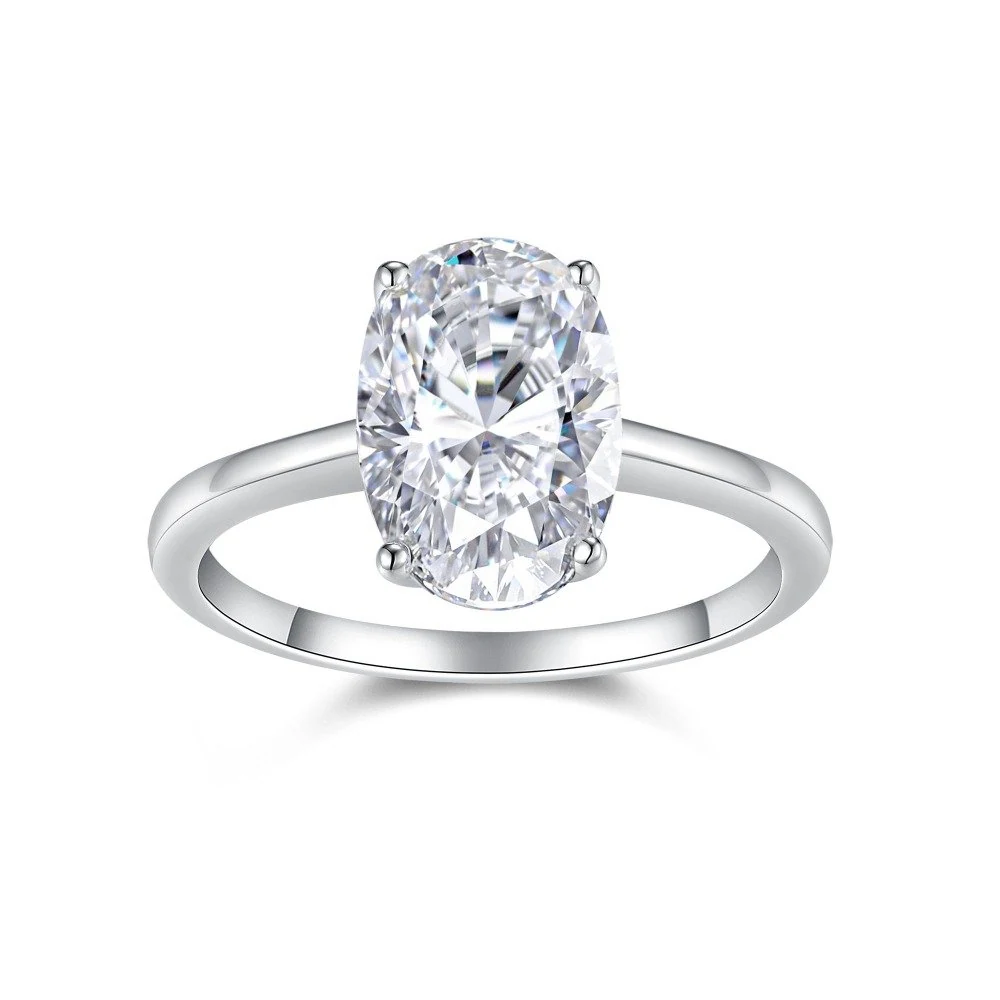 Anel solitário oval g Moissanite 8x10mm 925, foto 1