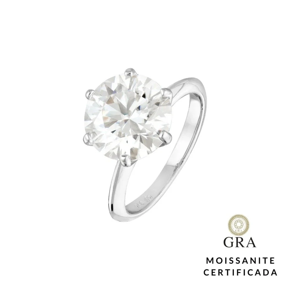 Anel solitário ponto de luz prata 925 Moissanite 10mm, foto 1