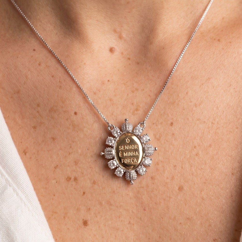 Colar ródio medalha religioso, foto 1