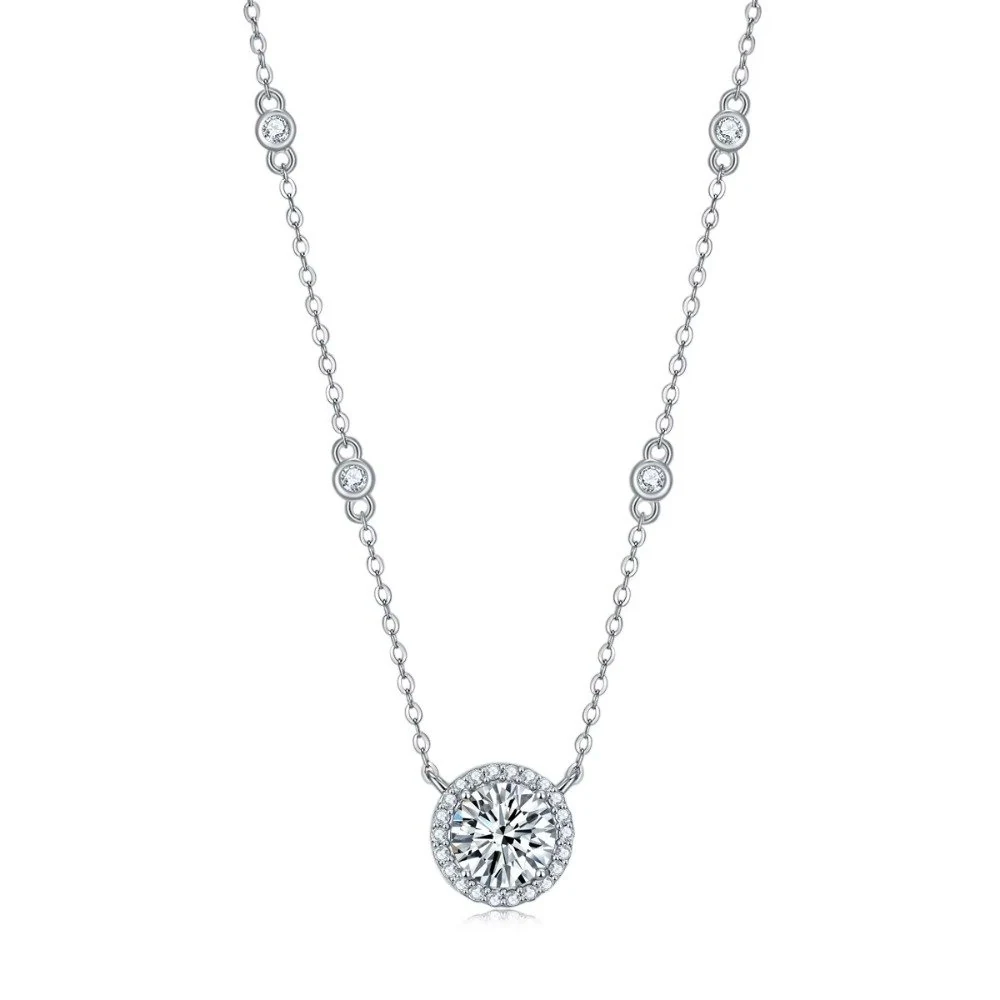 Colar com pingente Moissanite redondo 8mm 2.0ct 925, foto 1