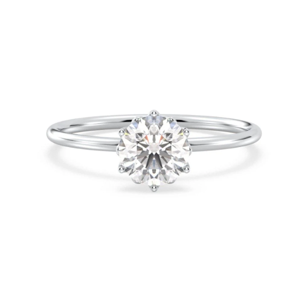 Anel solitário Moissanite 5mm prata 925, foto 1