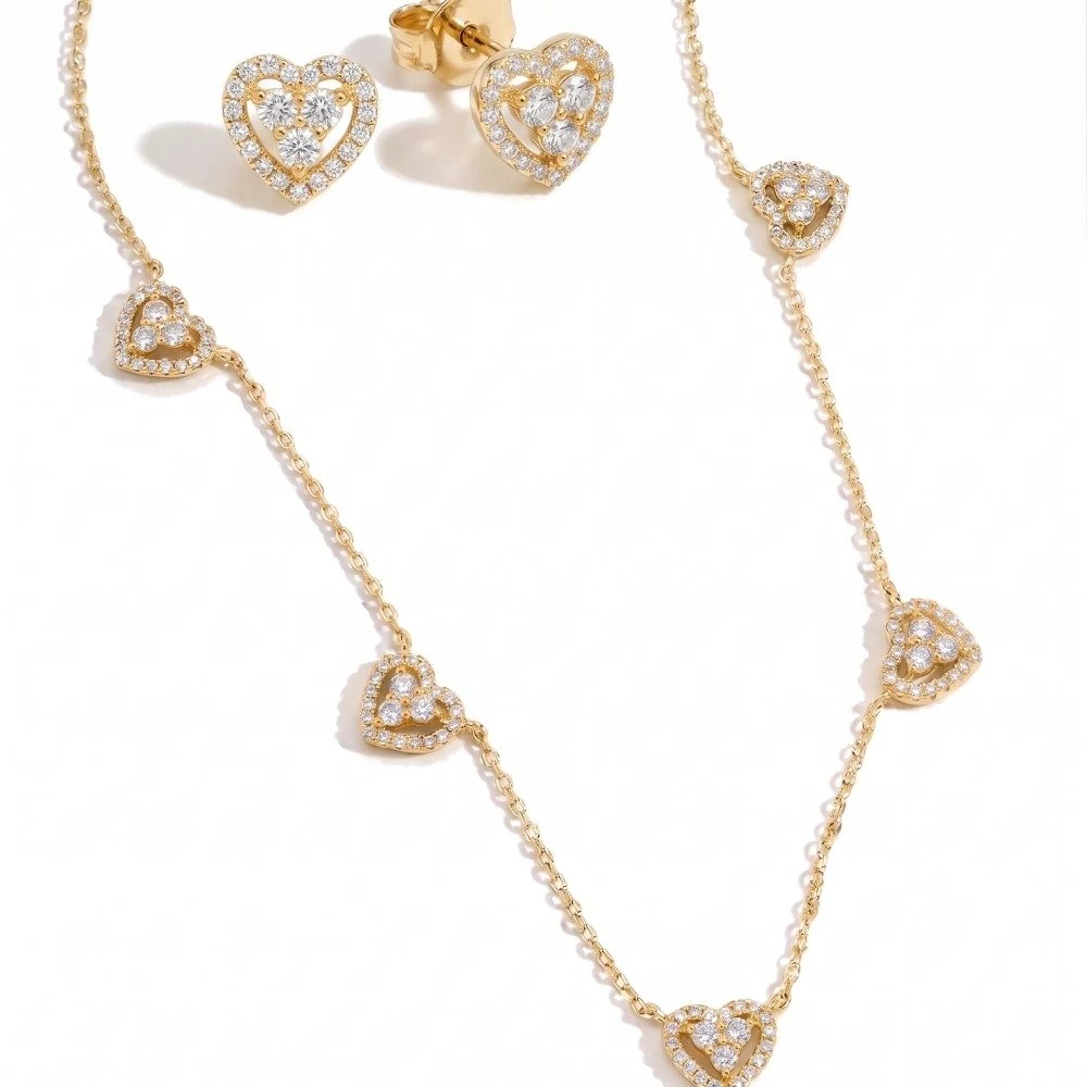 Conjunto mini corações cravejados - cristal, foto 1