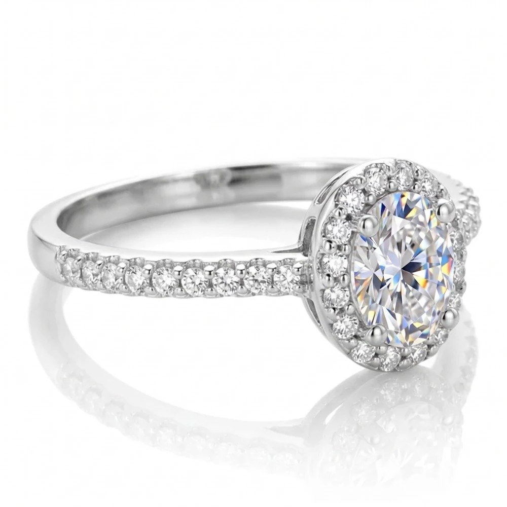 Anel oval Moissanite 6x8mm, foto 1