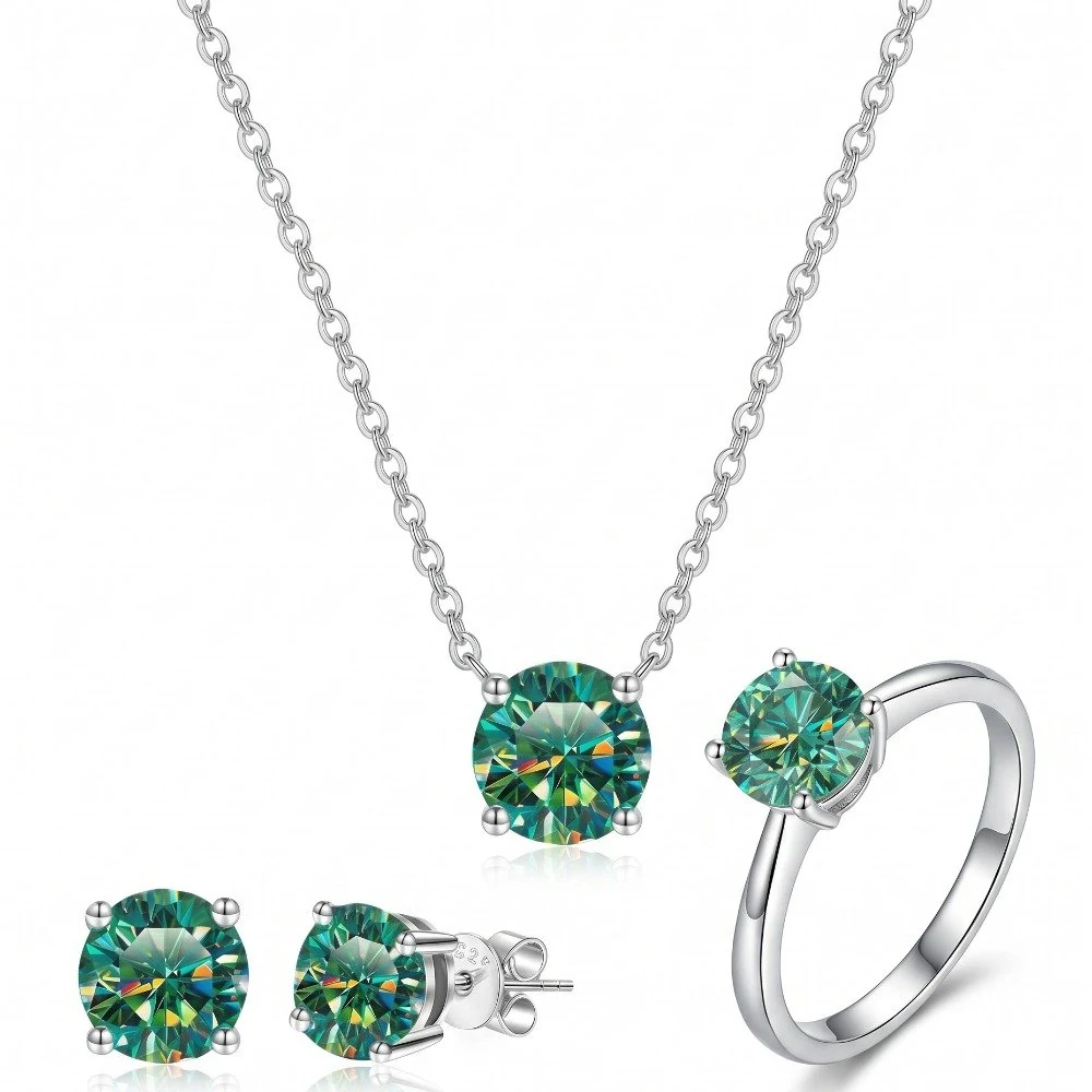 Conjunto Moissanite verde 6.5mm 1.0ct 925, foto 1