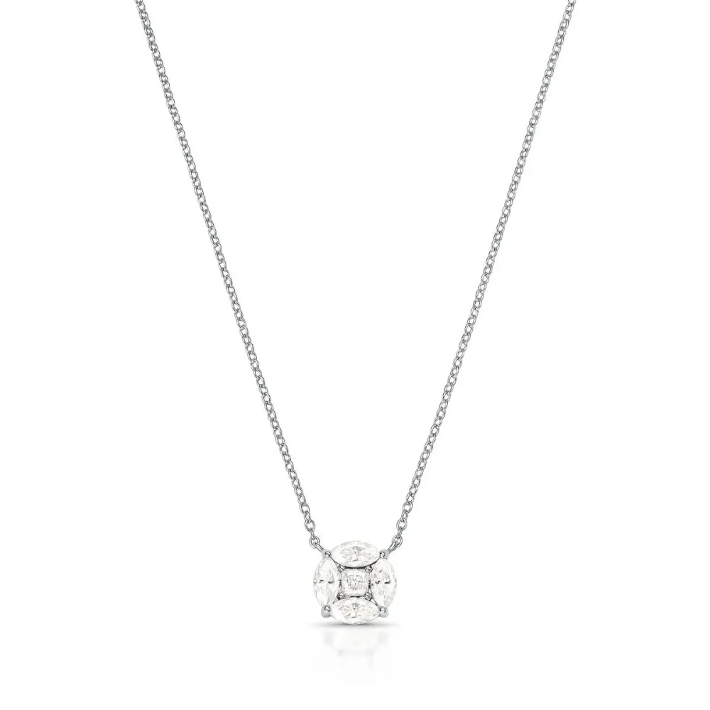 Colar prata Moissanite Illusion 4x4ms e 3x6mm, foto 1