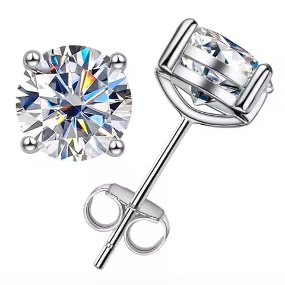 Brinco solitário Moissanite 10mm prata 925, foto 1