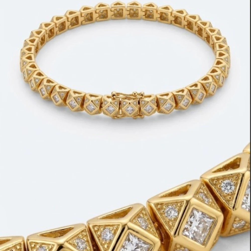 Pulseira cubo cravação lateral - dourado, foto 1