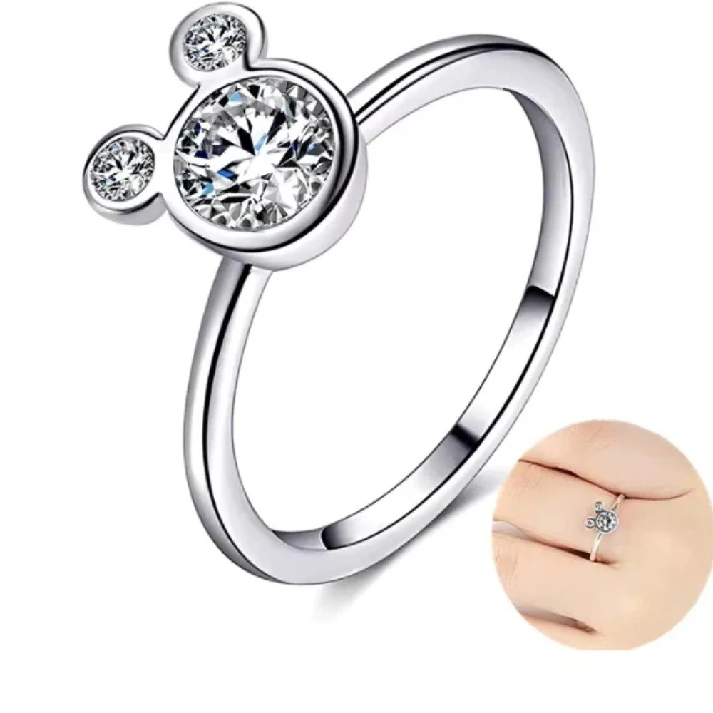 Anel Mickey prata 925 Moissanite 7mm 1.2ct, foto 1