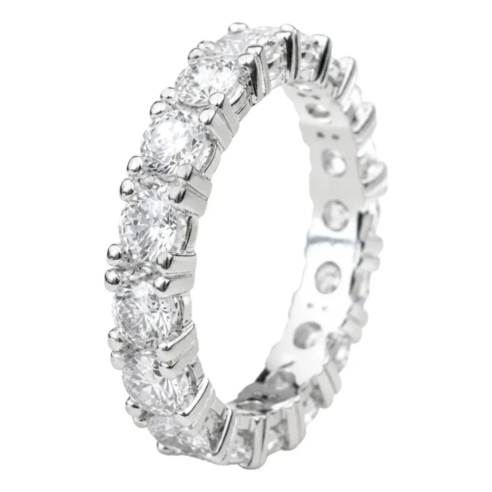 Aliança cravejada 5mm zircônia prata 925, foto 1