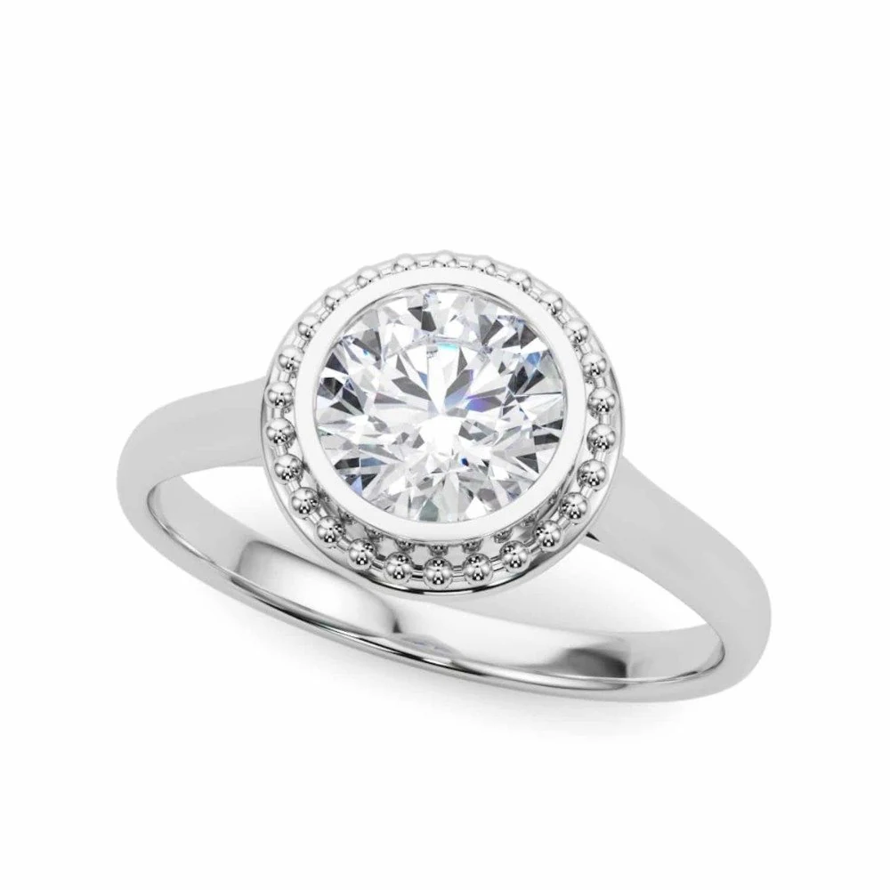Anel solitário cravejado Moissanite 6.5mm 1.0ct, foto 1