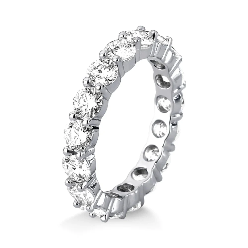 Aliança prata cravejada Moissanite 3mm 2.1ct, foto 1