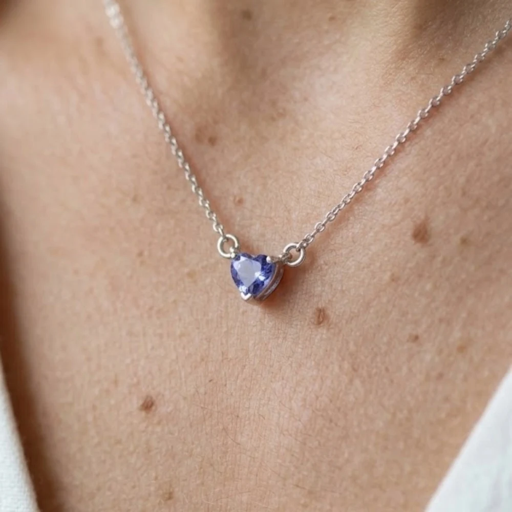 Gargantilha coração Moissanite 4mm 0.3ct, foto 1