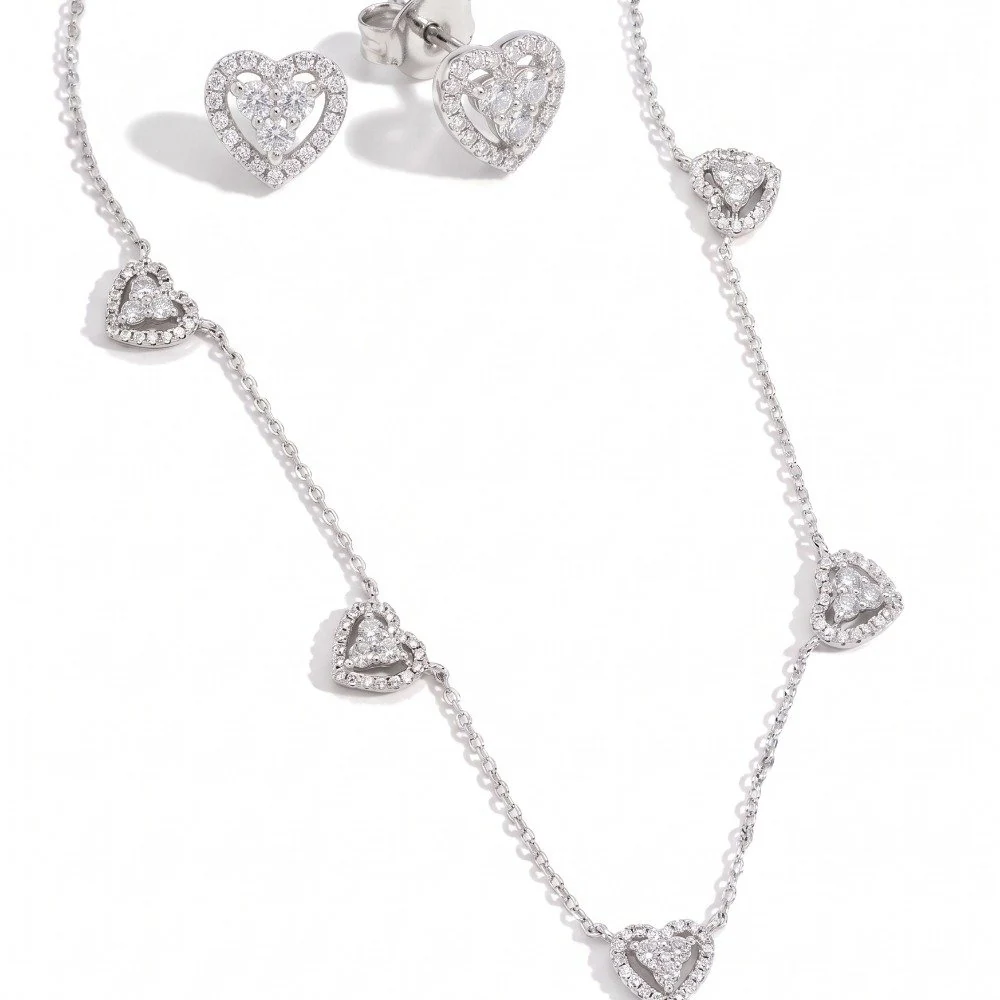 Conjunto mini corações cravejados - cristal, foto 1