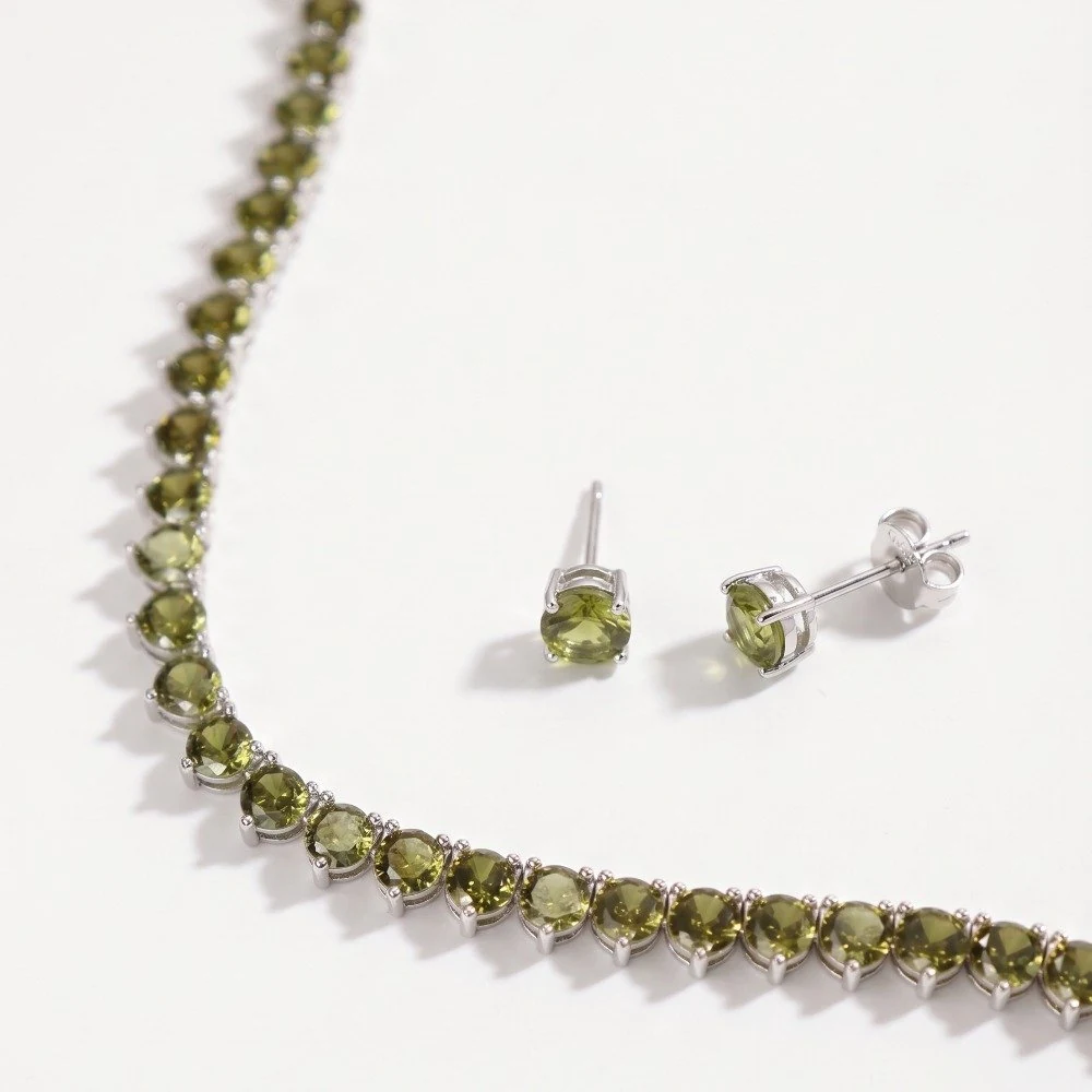 Conjunto riviera 3 pontas 3mm - peridoto, foto 1