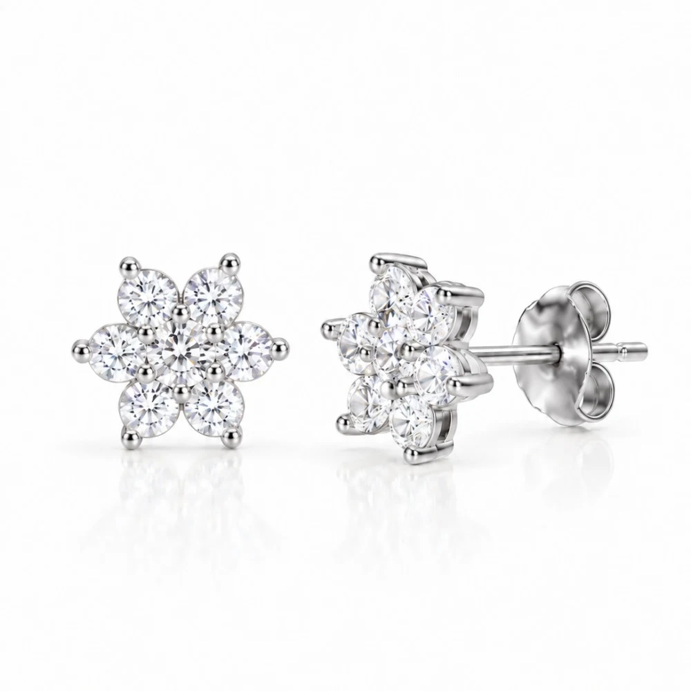 Brinco floco de neve Moissanite clássico 2.75mm 0.15ct, foto 1