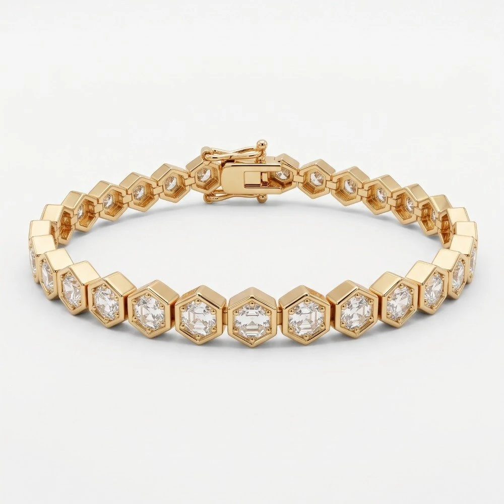 Pulseira riviera hexagono cravação inglesa - dourado, foto 1