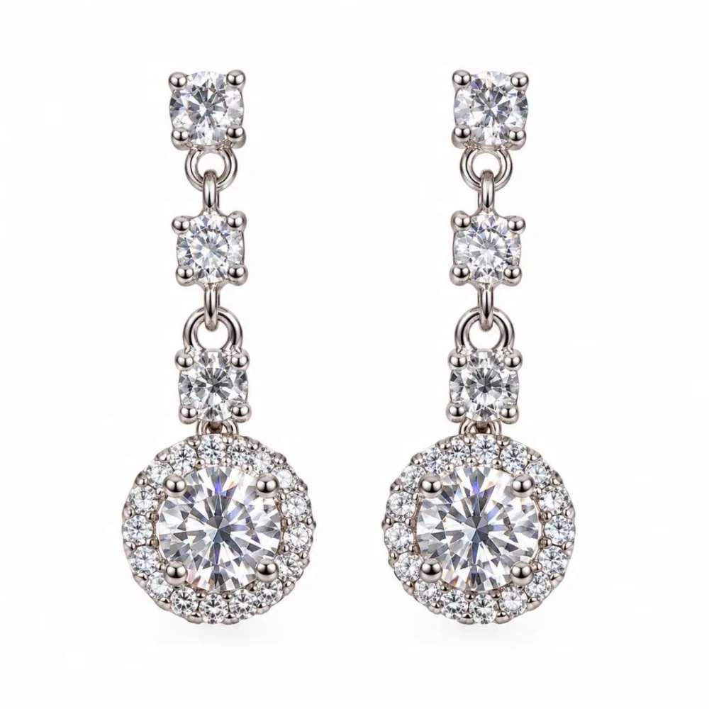 Brinco pendente Moissanite ponto de luz cravejado 4,5mm, foto 1