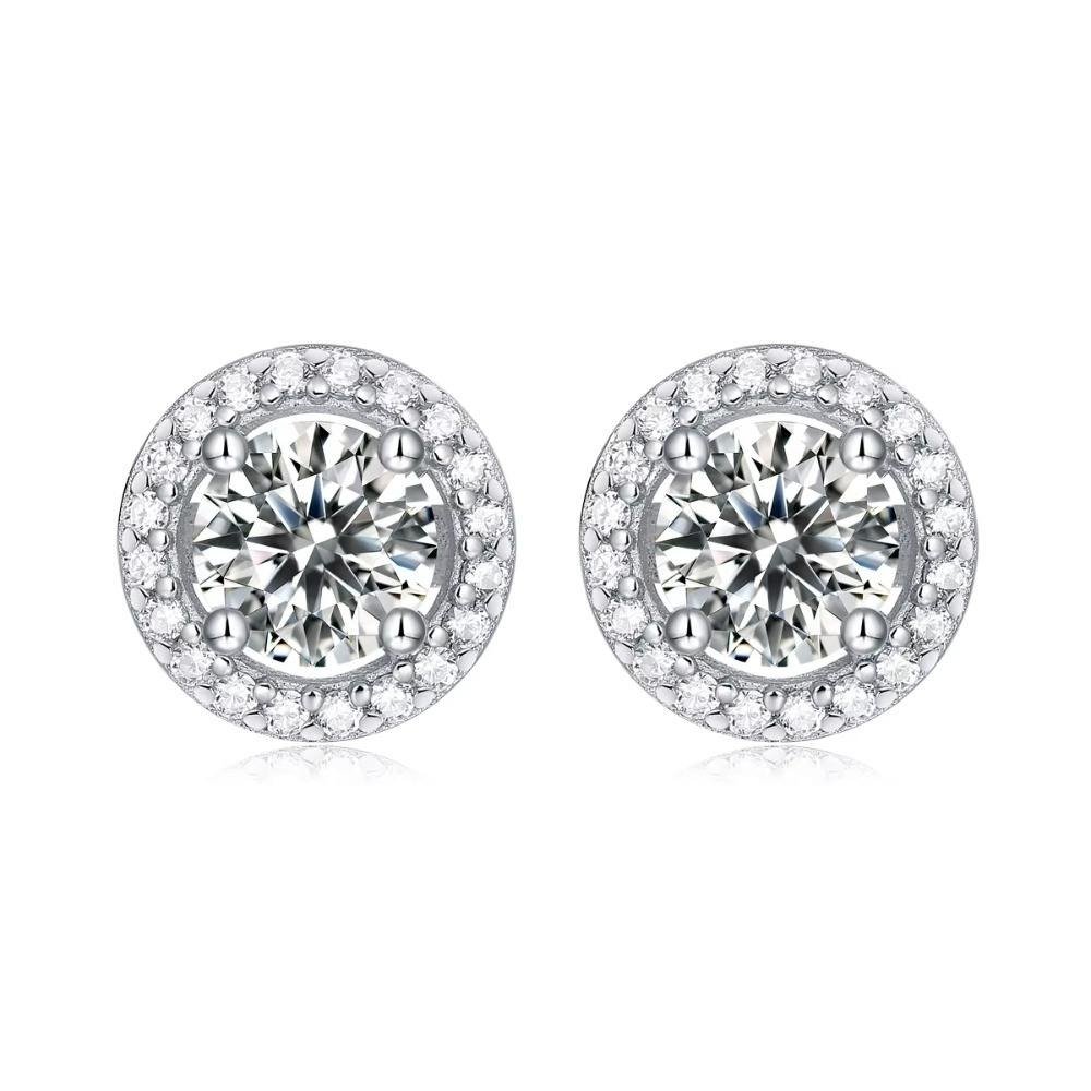 Brinco ponto de luz cravejado Moissanite 6mm, foto 1