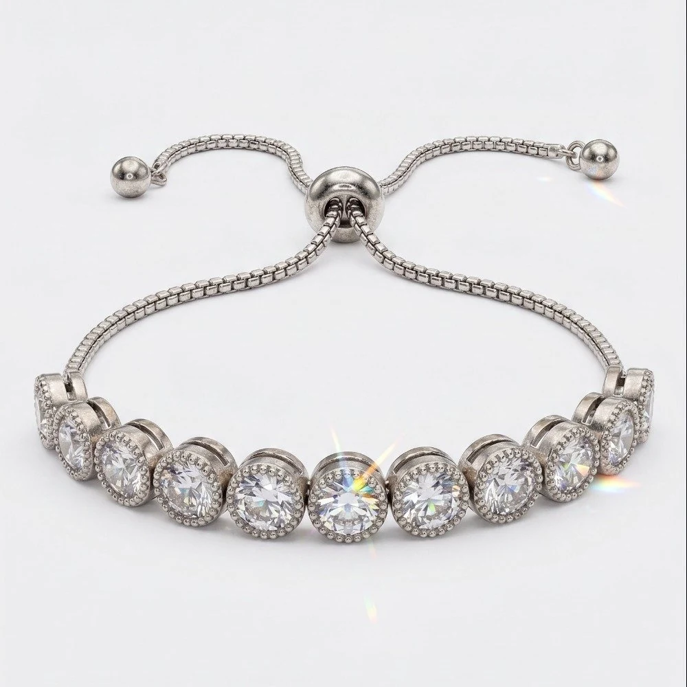 Pulseira bolinhas cristal - ajustável, foto 1