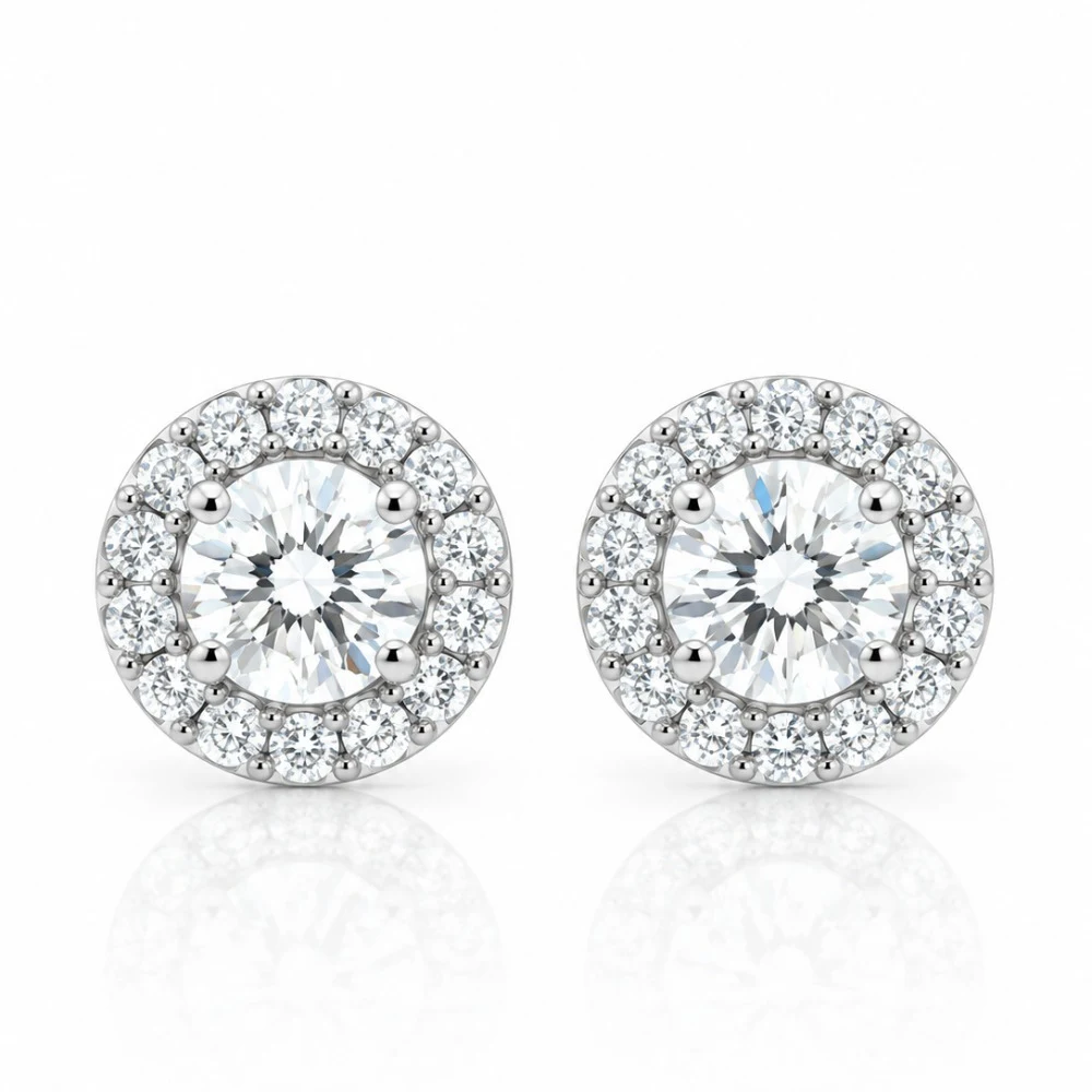 Brinco Moissanite redondo cravejado 4.5mm, foto 1
