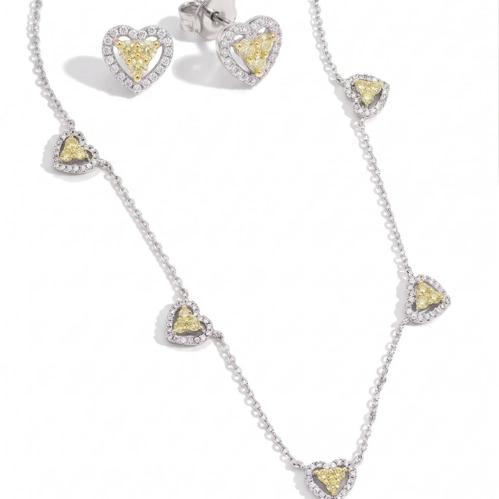 Conjunto mini corações cravejados - fancy yellow, foto 1