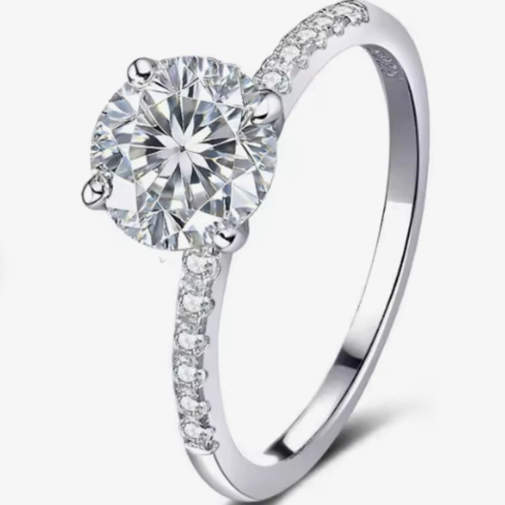 Anel solitário Moissanite cravejado 7mm 925, foto 1