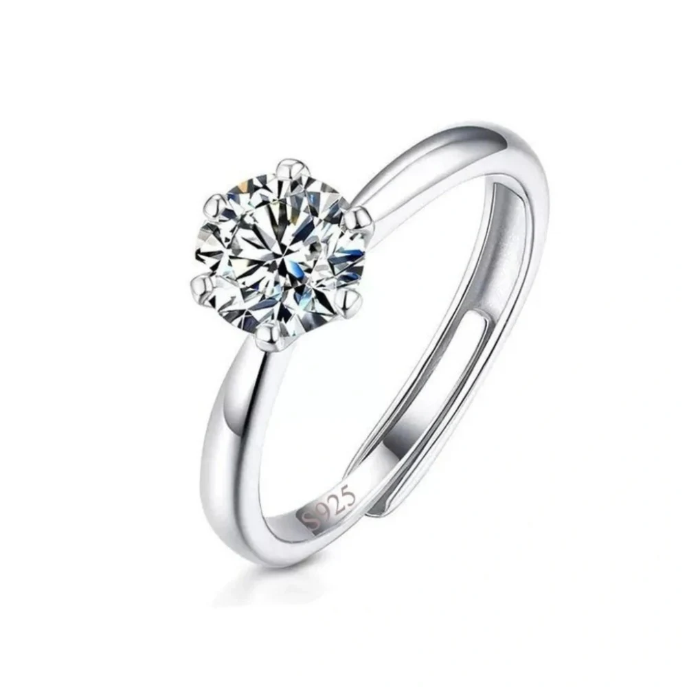 Anel prata 925 Moissanite 7mm 1.2ct, foto 1