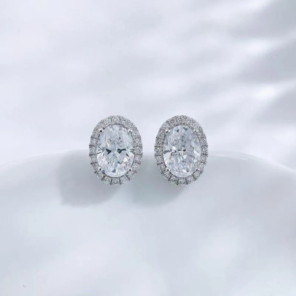 Brinco Moissanite 6mm corte oval 925, foto 1