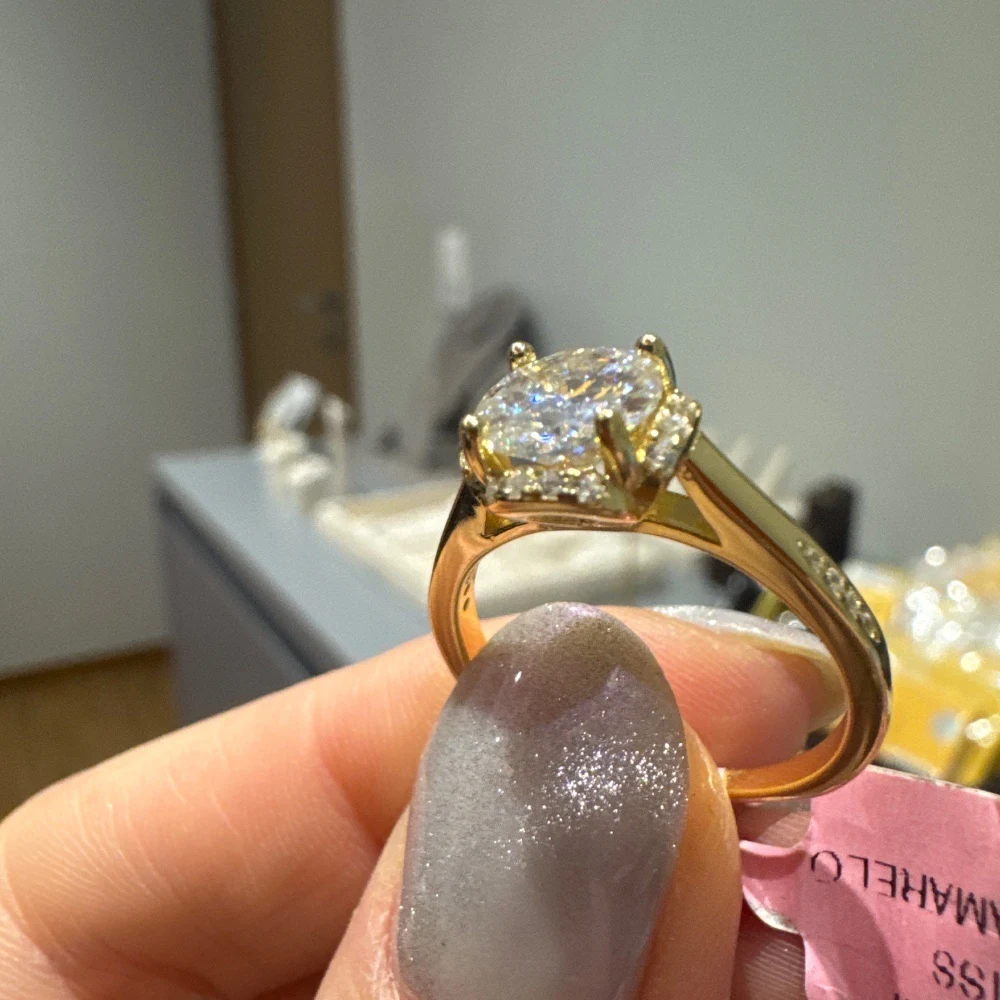 Anel solitário cravejado Moissanite 7mm, foto 1
