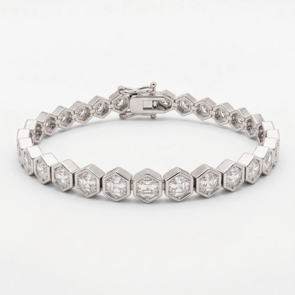 Pulseira riviera hexagono cravação inglesa, foto 1