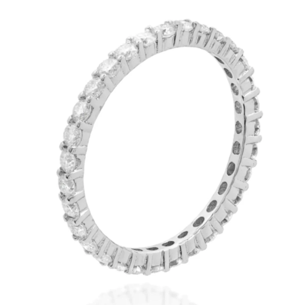 Aliança aparador Moissanite 2mm prata 925 banho de ródio, foto 1