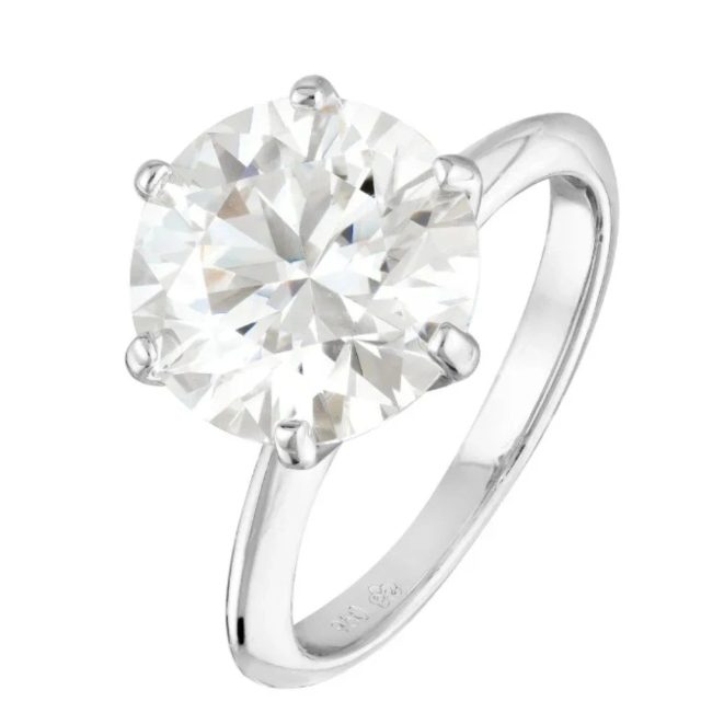 Anel solitário Moissanite 8mm 925