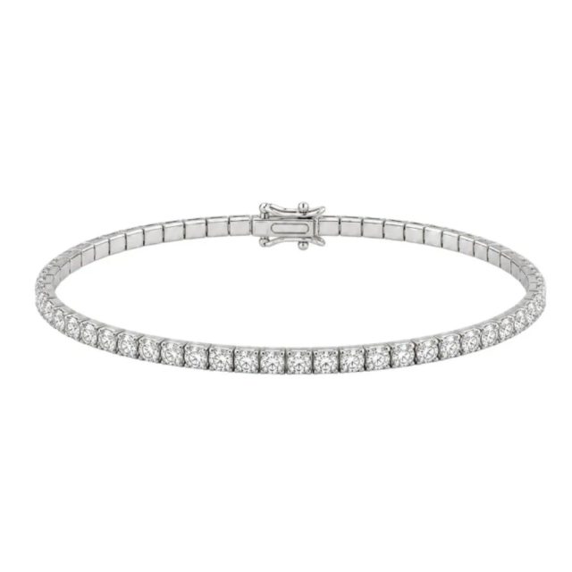 Pulseira riviera Moissanite 3mm banho ródio