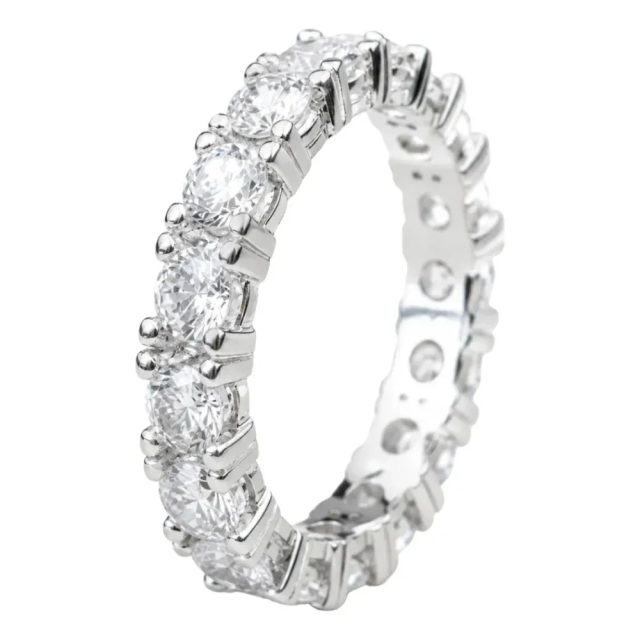 Aliança cravejada 5mm zircônia prata 925