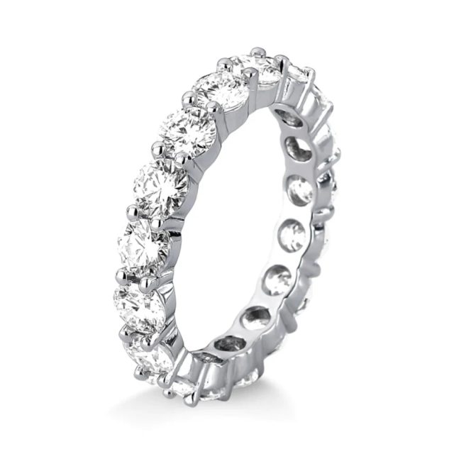 Aliança prata cravejada Moissanite 3mm 2.1ct