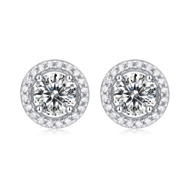 Brinco ponto de luz cravejado Moissanite 6mm