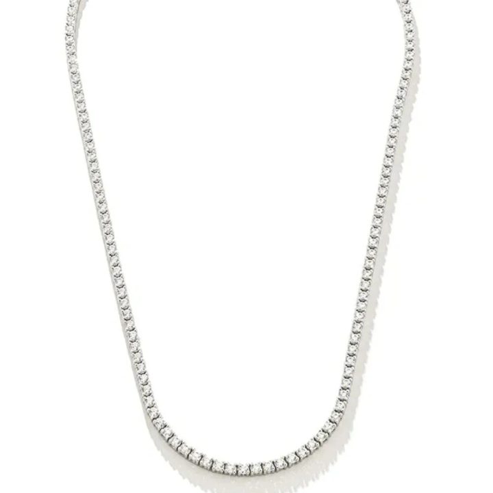 Colar ródio riviera 4 garras zircônia 3mm, Colar Ora Joias